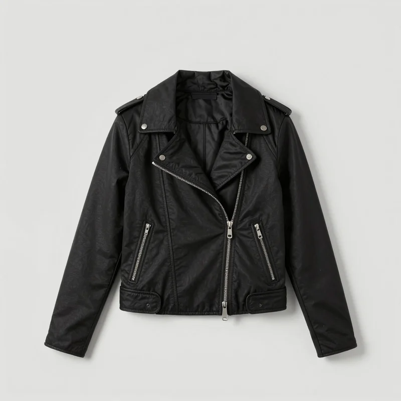 Black biker jacket, illustration of this kind of item