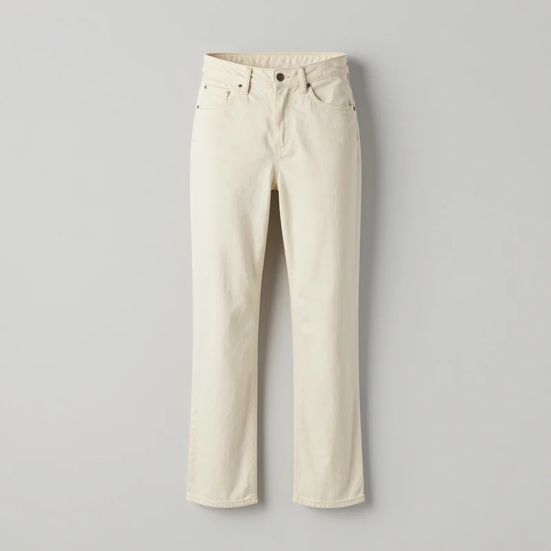 Ecru straight leg jeans, illustration of this kind of item