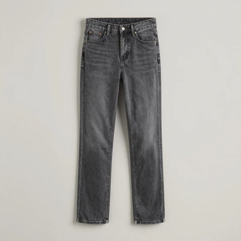 Grey straight leg jeans, illustration of this kind of item