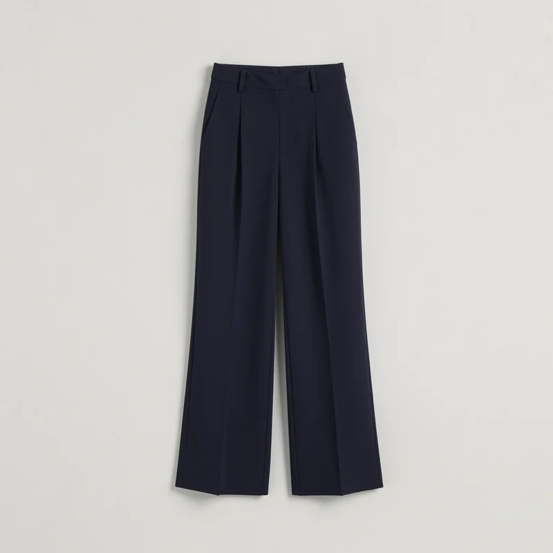 Navy wide leg trousers, illustration of this kind of item