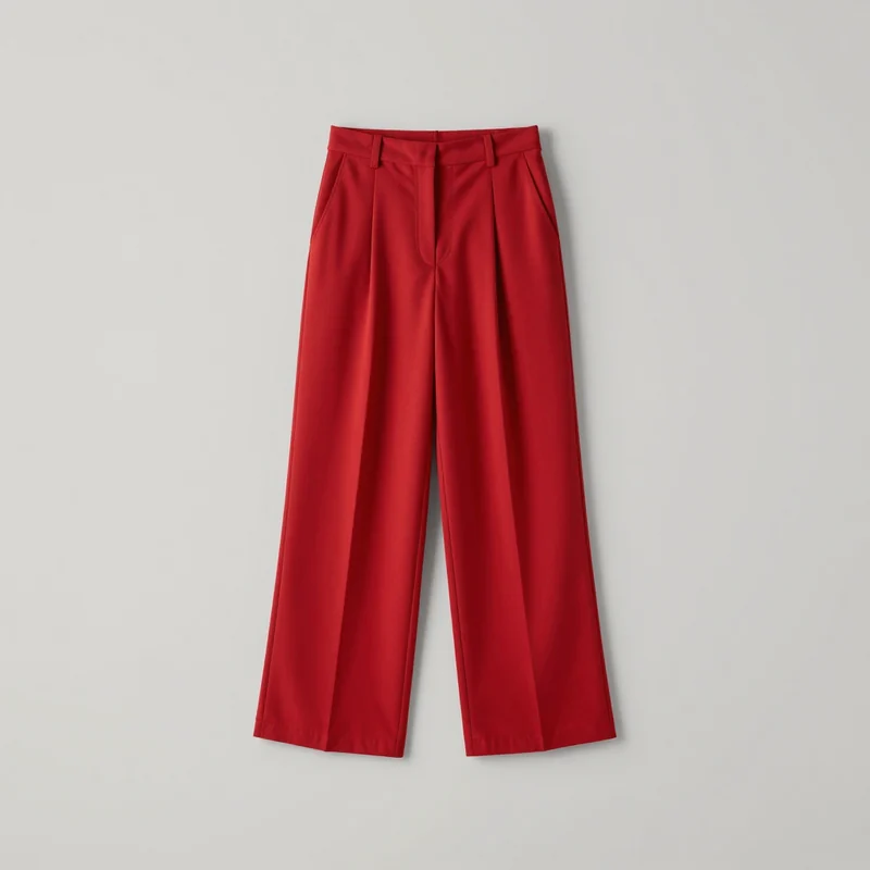 Red wide leg trousers, illustration of this kind of item